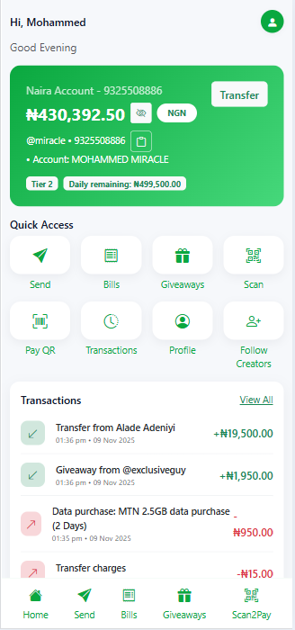 MiraPay app screenshot